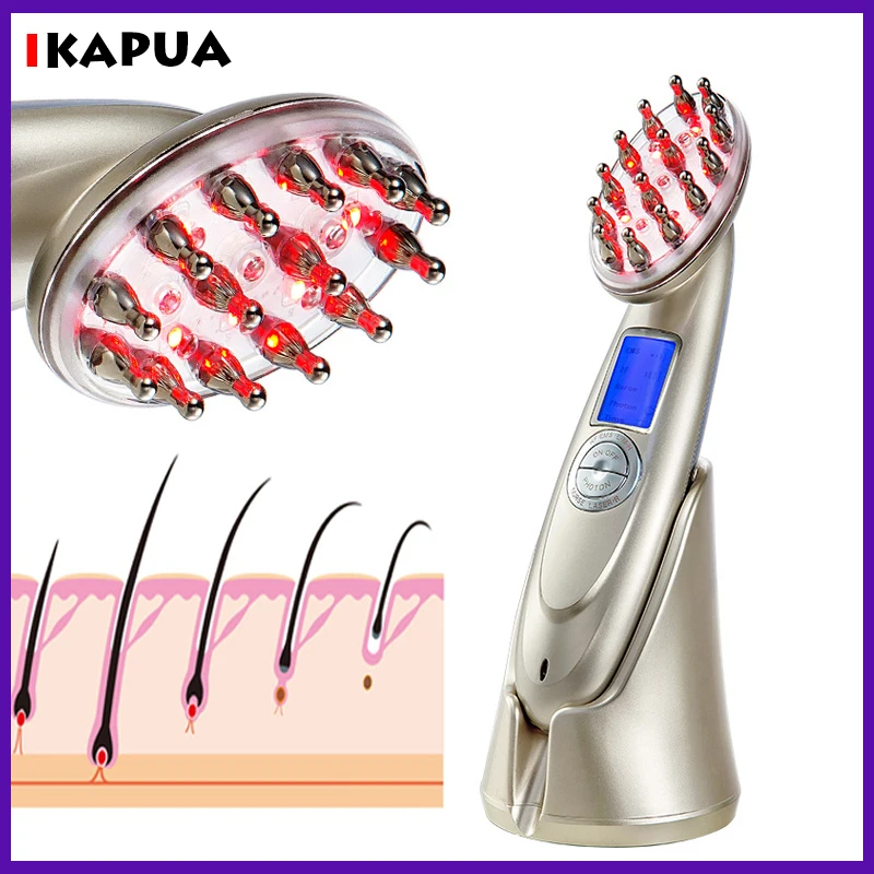 Electric Laser RF EMS Photon Therapy Hair Follicle scalp Stimulator Vibrating Machine Hair Growth Regrowth Massager Comb Brush