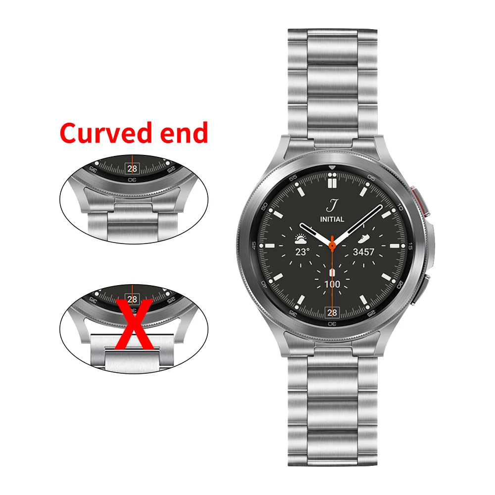 Curved end Stainless Steel No Gap Metal Band For Samsung Galaxy Watch 5/4 Classic 46mm 42mm 44mm 40mm Replacement Strap Bracelet