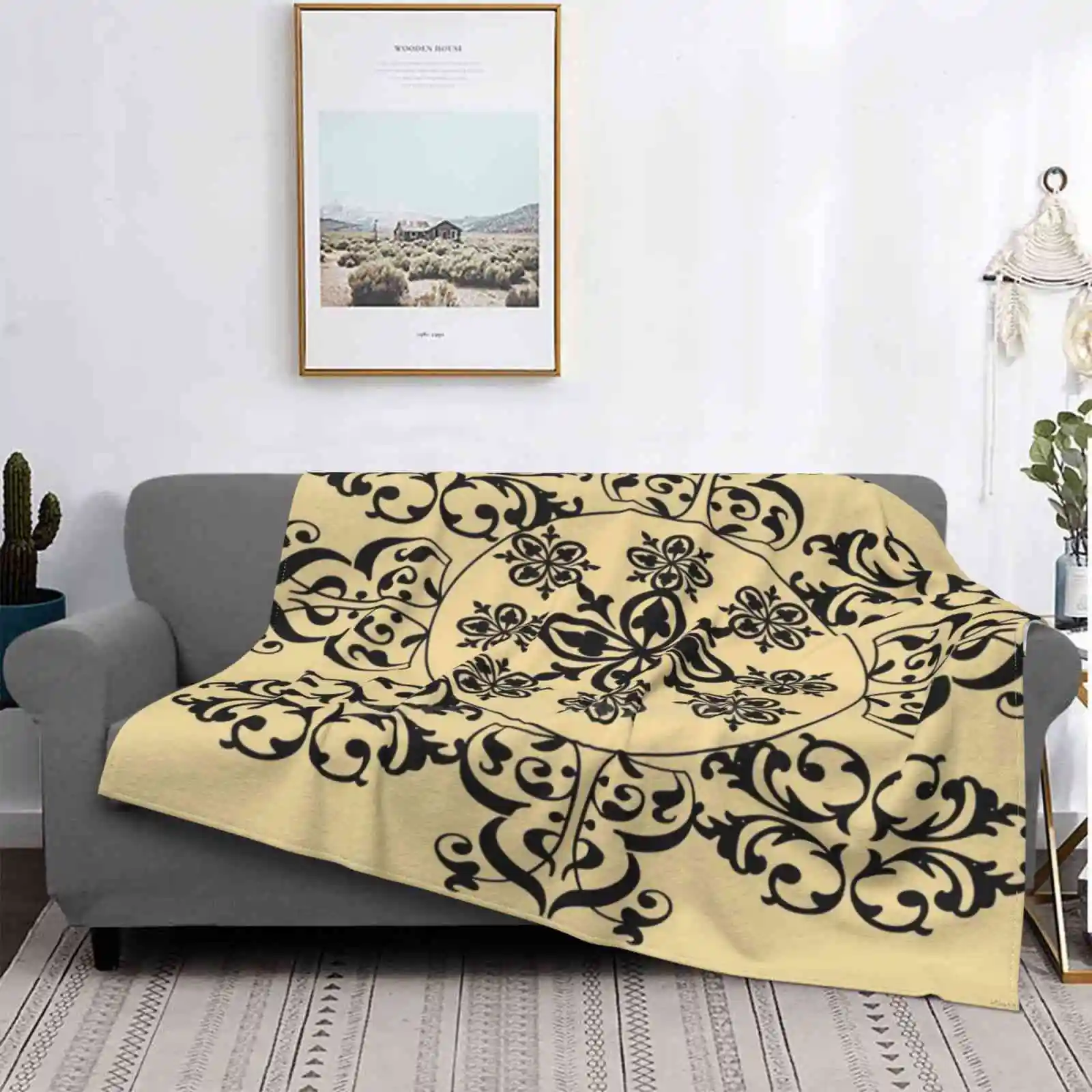 Nice Flourishes Low Price New Print Novelty Fashion Soft Blanket Kattosdesign Art Design Modern Luxury Noble Luxurious Stylish