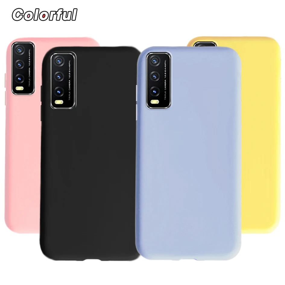 For VIVO Y20 Y20i Y20S Y20G 2021 Case Candy Color Silicone Soft TPU Phone Cover For Vivo Y11S Y12S Y30G IQOO U1x Y 20 V2029 Bags