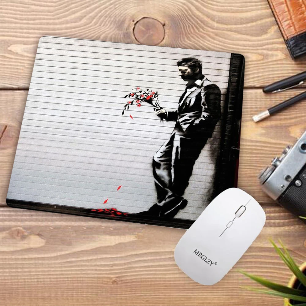 Bansky-alfombrilla de escritorio de arte callejero para Gamer, accesorios para teclados, alfombra para juegos de ordenador, ratón, 25x20cm