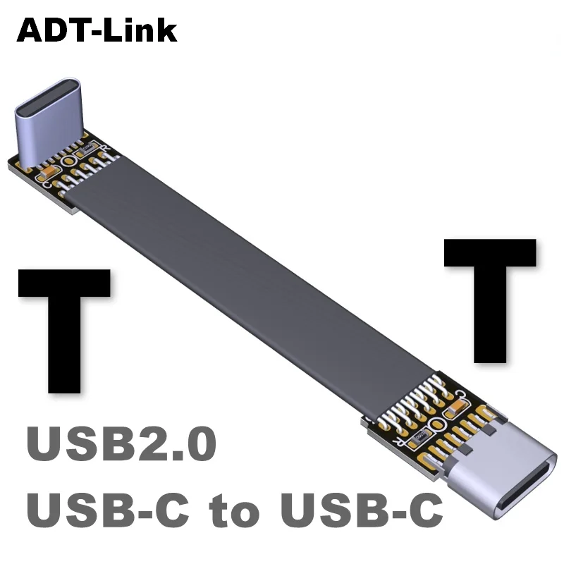 Flat Ribbon USB C to USB C Cable 2.0 Type C Charging Short Male to Female Fast Data Transfer USB-C Cable