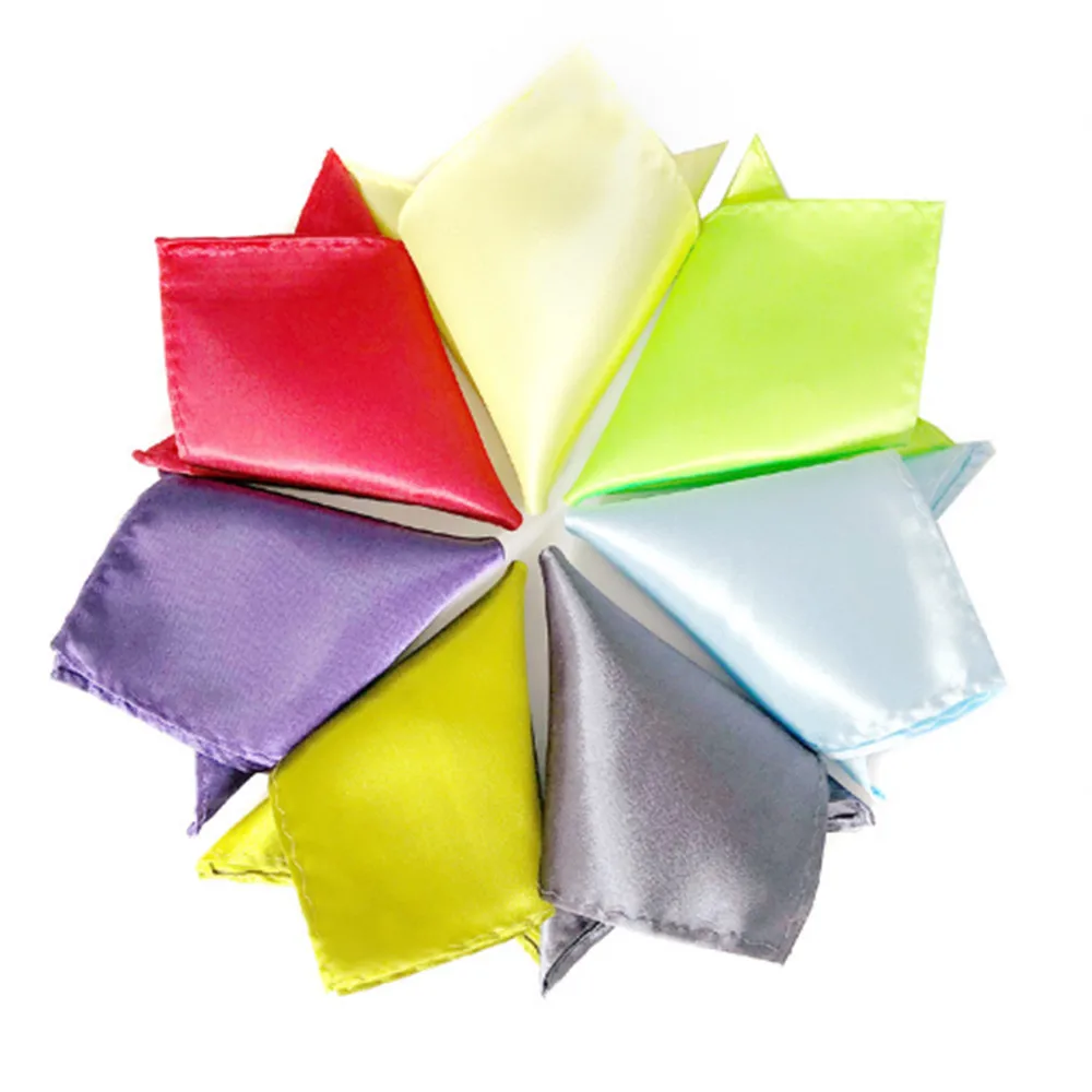 Fashio Satin Pocket Square Hankerchief Plain Solid Color Hanky Wedding Party A87