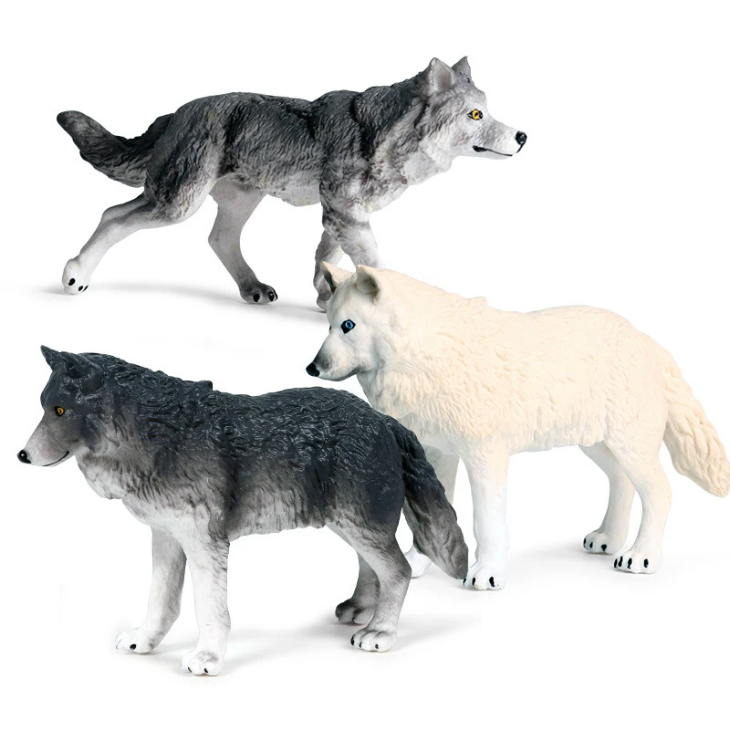 New High Quality  Classic Savage Wild Wolves Animals Model Action Figures Baby Gray Wolf Wolfhound PVC Education Kids Toys Gifts