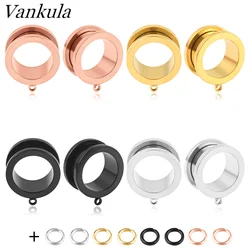 Vankula 2PCS 316L Stainless Steel Ear Plugs Body Piercing Screw Tunnels Stretchers Fashion Jewelry Earrings Expander For Gift