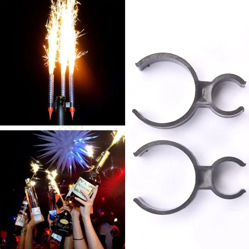 

Single Champagne Bottle Birthday Candle Sparkler Firework Safety Ice Fountain Plastic Clip Holder Night Club Cake Party Wedding