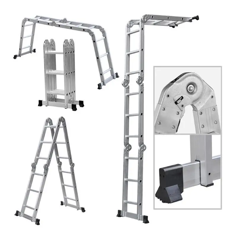 Retractable Straight Ladder 3.6m Ladders Foldable Telescopic Herringbone Ladder Stable Non-slip Home Outdoor Tool