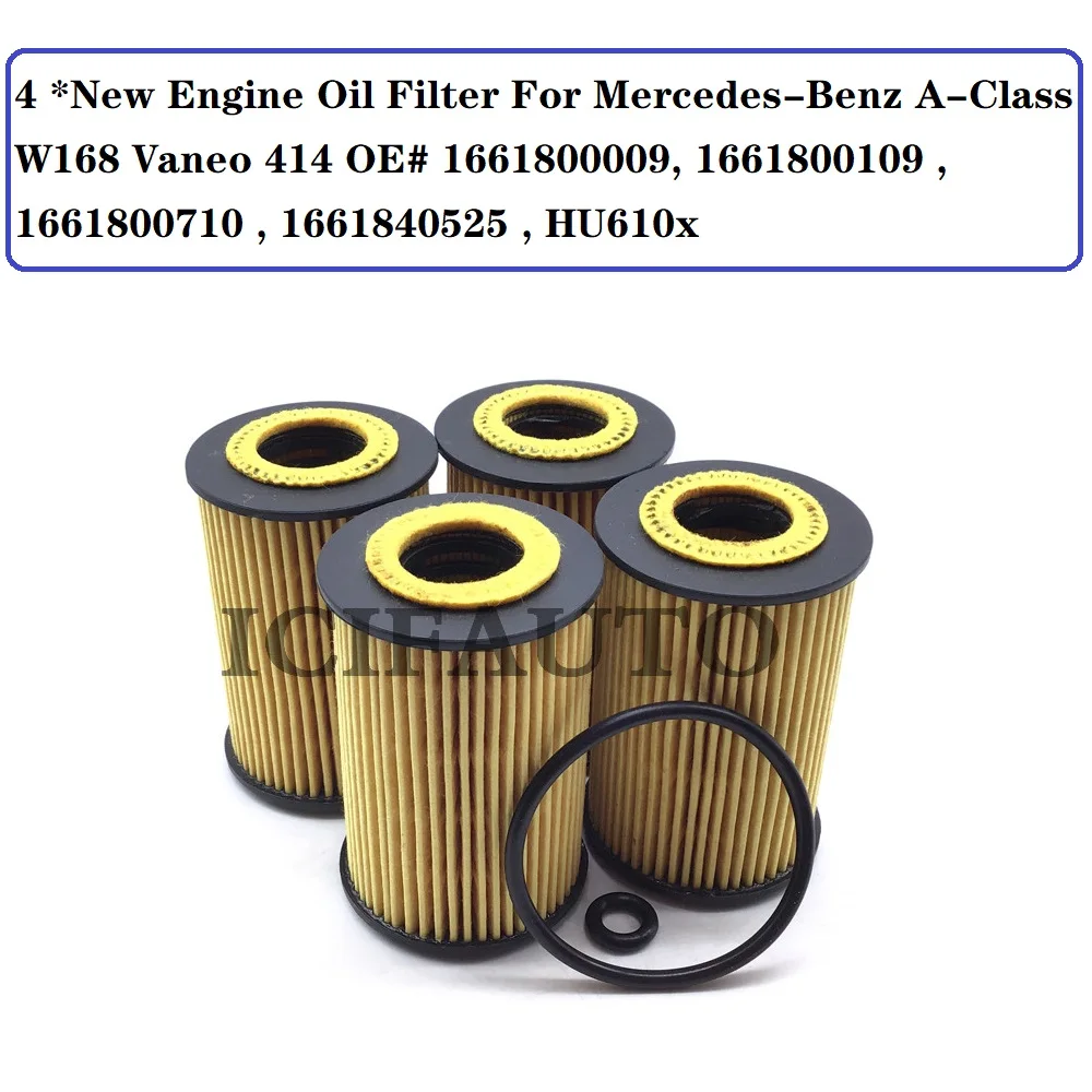 2/4/6/10 قطعة فلتر زيت لمرسيدس بنز A-Class W168 Vaneo 414 OE #   1661800009، 1661800109، 1661800710، 1661840525، HU610x