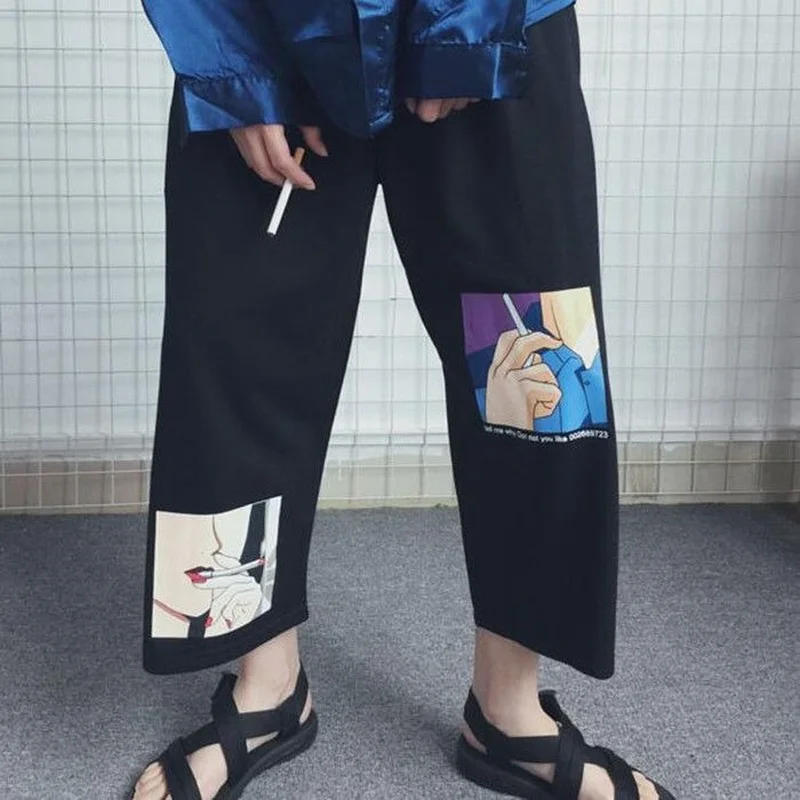 Pantaloni della tuta con coulisse pantaloni estivi da donna alla moda pantaloni larghi allentati per il tempo libero studenti pantaloni sportivi pantaloni stampati