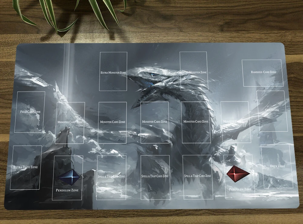 

YuGiOh Blue-Eyes White Dragon TCG Mat Anime Trading Card Game Mat CCG Playmat Anti-slip Mouse Pad Desk Mat 60x35cm Free Bag