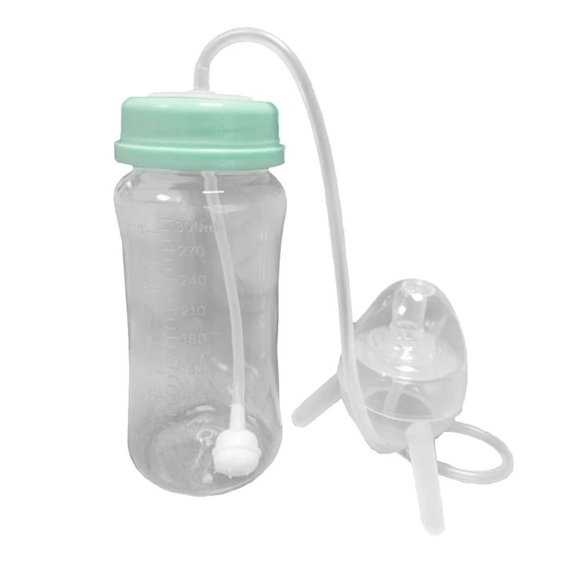 Self-Feeding Baby Bottle with Long Straw Handless Imitation Milk Weaning Bottle