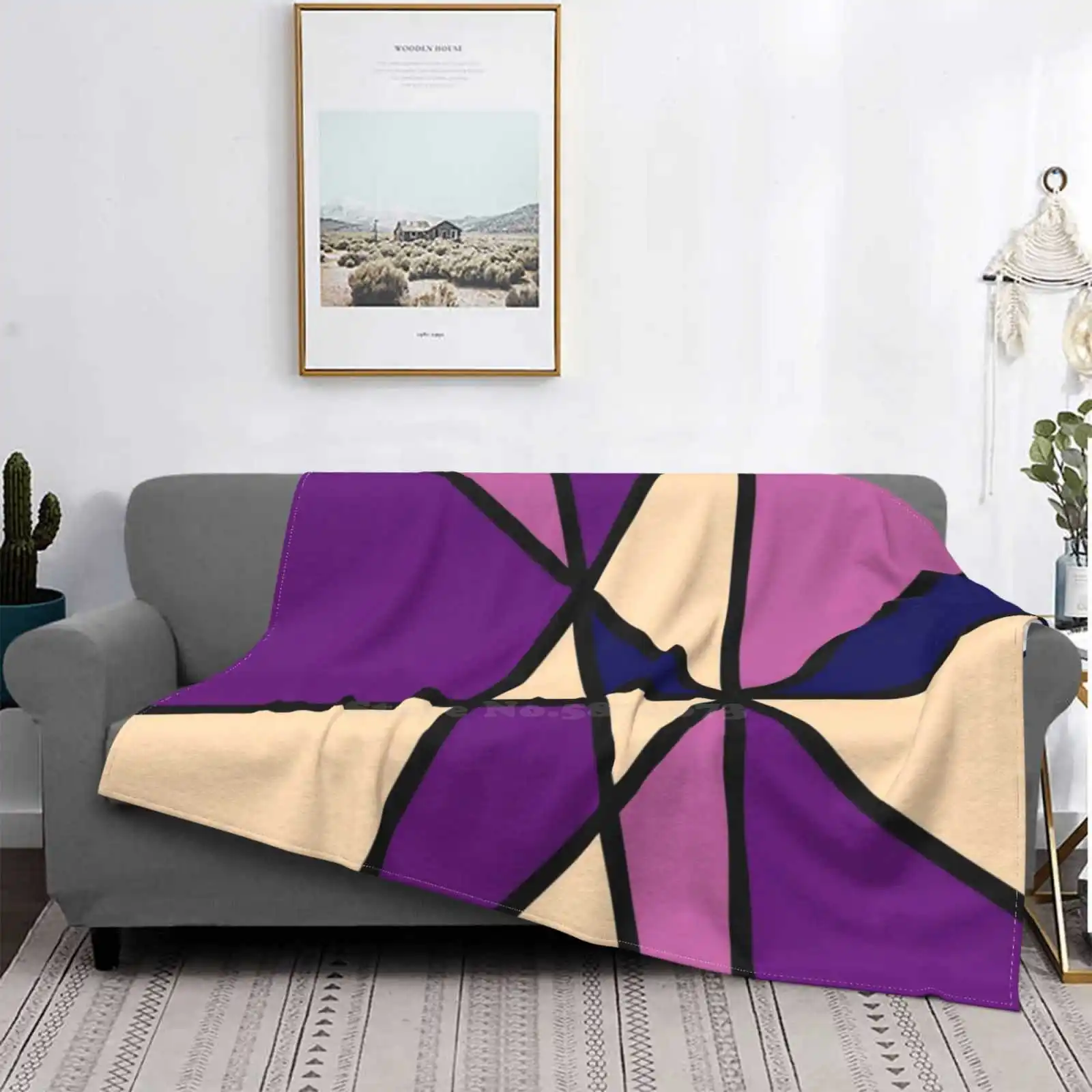 Triangular Abstract Top Quality Comfortable Bed Sofa Soft Blanket Abstract Colorful Tringle Three Sides Minimal Minimalist