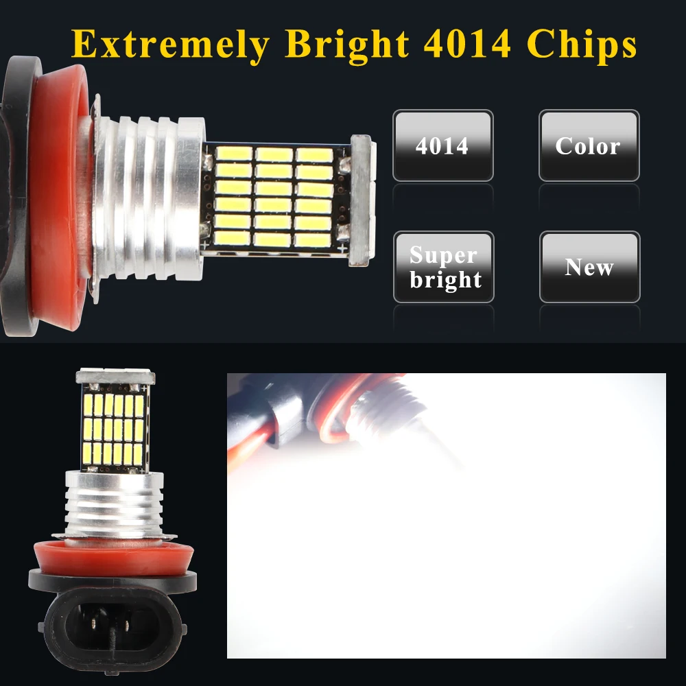 1 Uds. Luz antiniebla H1 H3 LED H7 H11 H8 9006 HB4 9005 HB3 bombillas de faros de coche lámpara LED con Chip 4014 luces antiniebla automáticas luz de marcha