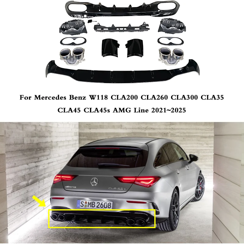 AMG CLA45 CLA35 Rear Diffuser fit for CLA W118 C118 Mercedes Benz X118 CLA180 CLA200 CLA250 CLA35 CLA45 AMG 2020 2021