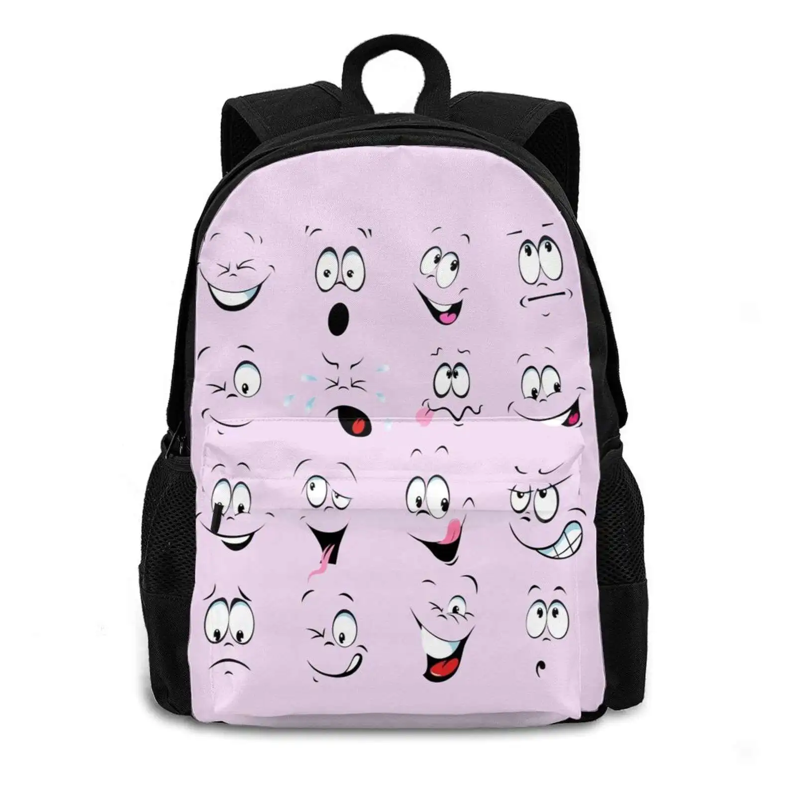 All Faces Visages 3d Print Design Backpack Casual Bag All Faces Visages Eyes Laughter Laugh Mockery New Nice Cool Kids Men