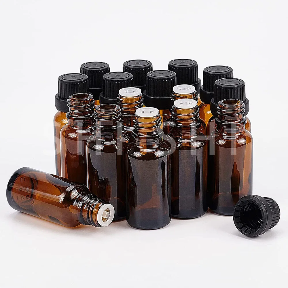 1 Pcs Glass Bottles for Essential Oils Refillable Empty Amber Dropper Bottle for Perfume Aromatherapy 5ml 10ml 15ml 20ml 30ml