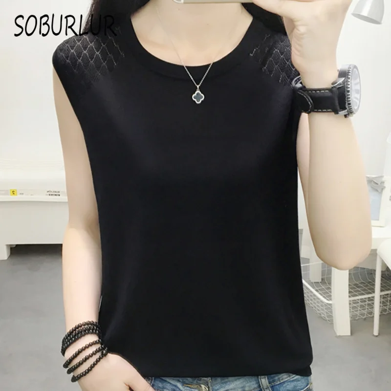 

SOBURLUR 2021 Summer sleeveless Crop Tank Tops For Girls Camisole Corset Top Cropped Vest Woman Clothing Sexy Women's T-shirts