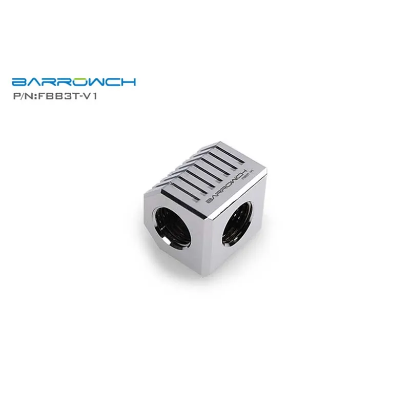 

Barrowch PC water cooling fitting G1/4" tube connector Cube adapter 3 Way silver,water cooler heatsink gadget FBB3T-V1