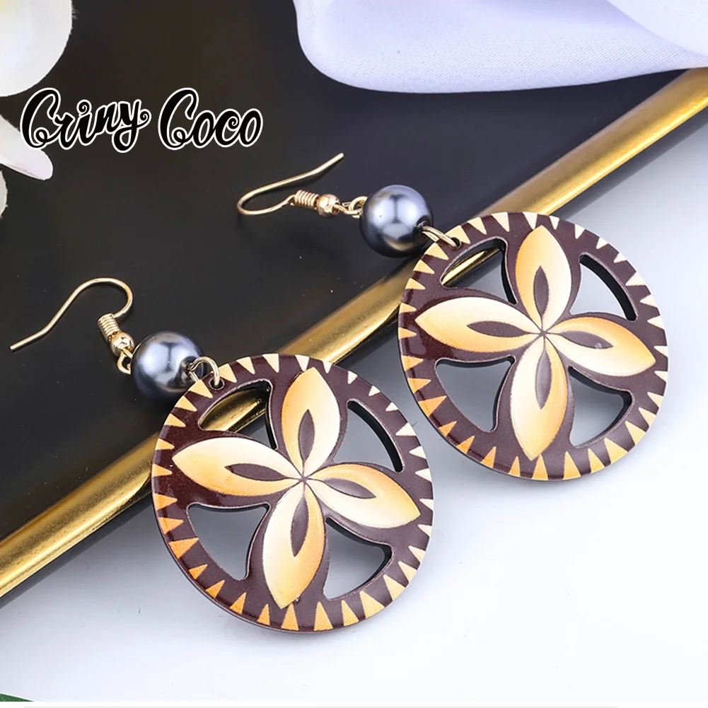 Cring Coco acrylique boucles d'oreilles 2022 tendance hawaïenne inhabituelle en gros polynésien violet géométrique concepteur boucles d'oreilles pour les femmes