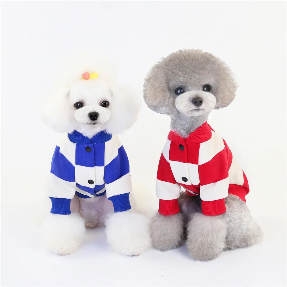 

Pet clothes dog clothes autumn and winter clothes 2021 autumn and winter new pet clothes cool striped fleece large medium small