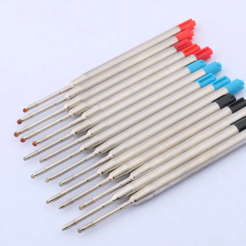 10Pc Nieuwe Metalen Kwaliteit Blauw Of Zwart Rood Inkt Refill Balpen Vulling