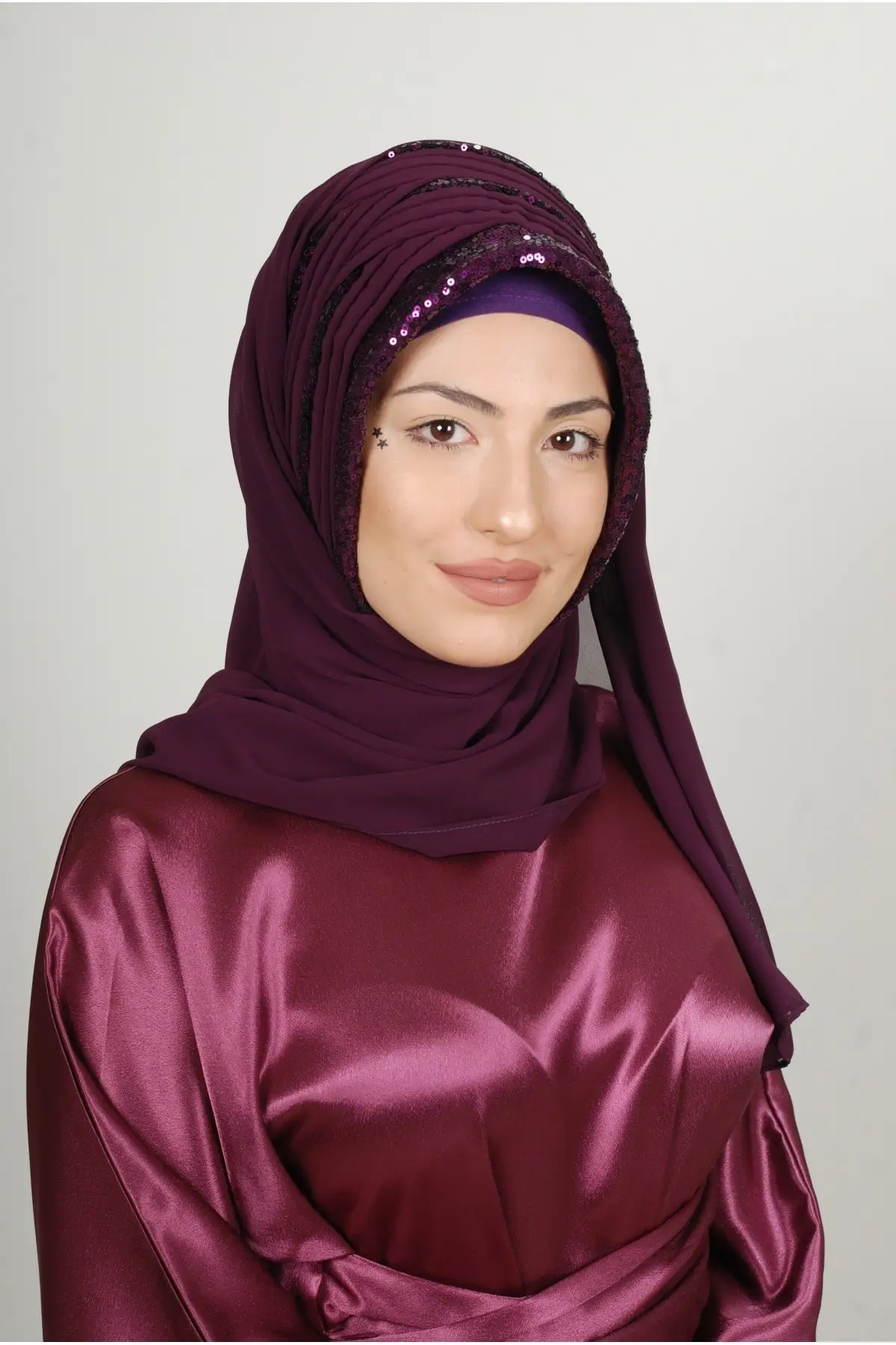 Instant Hijab Princess Modern Shawl Plum Red Color