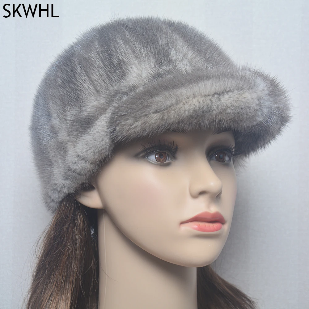 

Hot Sale Winter Women New Real Mink Straw Hats Ladies Winter Outdoor Leisure Hats 100% Natural Mink Fur Hats Hats