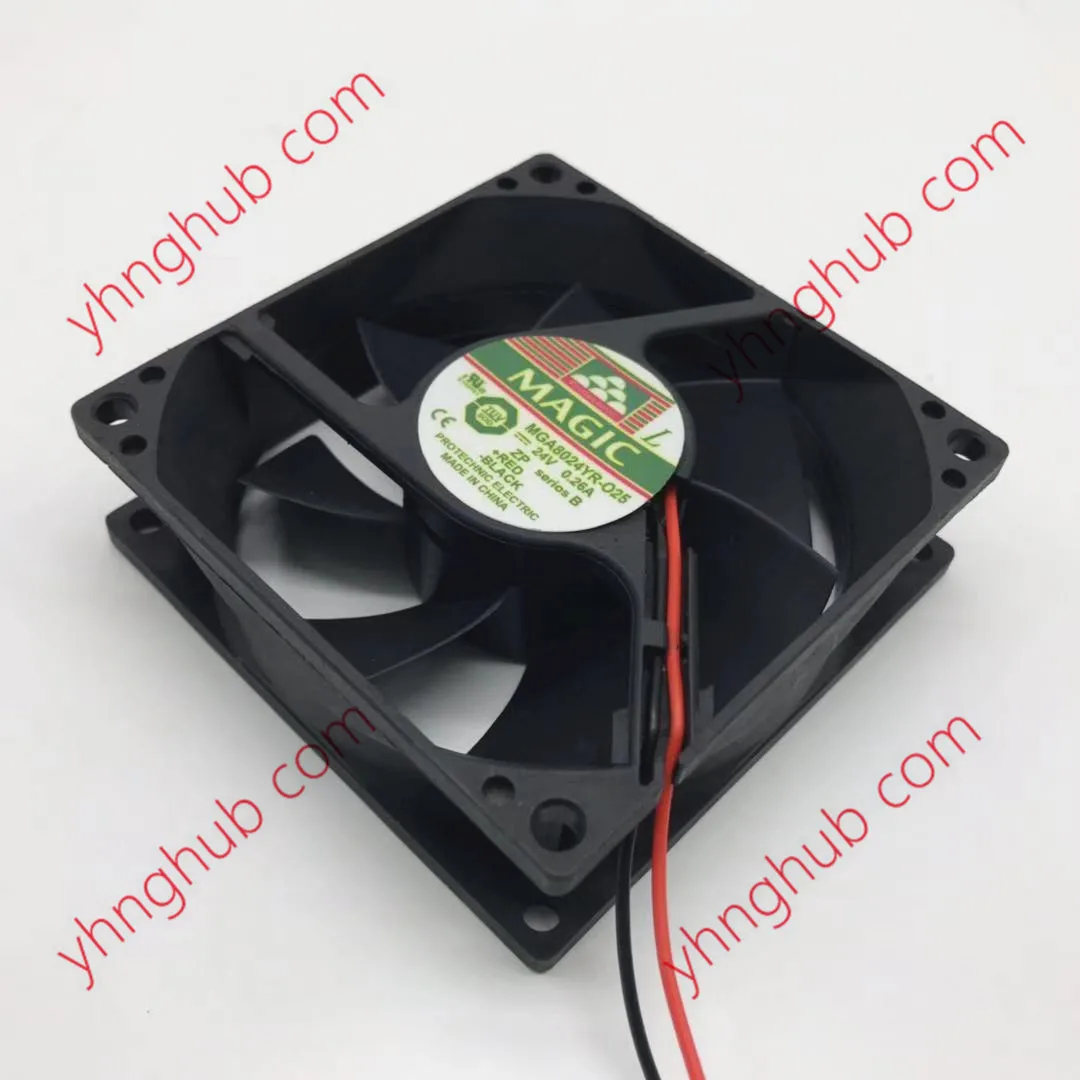 

Magic MGA8024YR-O25 DC 24V 0.26A 80x80x25mm 2-Wire 3-Wire Server Cooling Fan