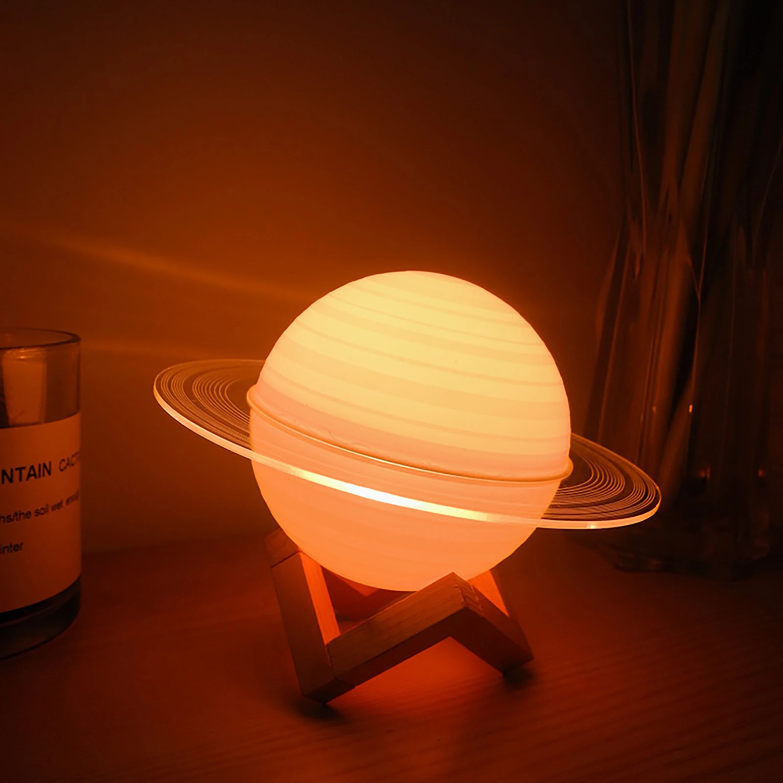 Lámpara de Saturno con impresión 3D para dormitorio, luz LED de noche de planeta con control remoto, decoración de mesita de noche, regalos para niños