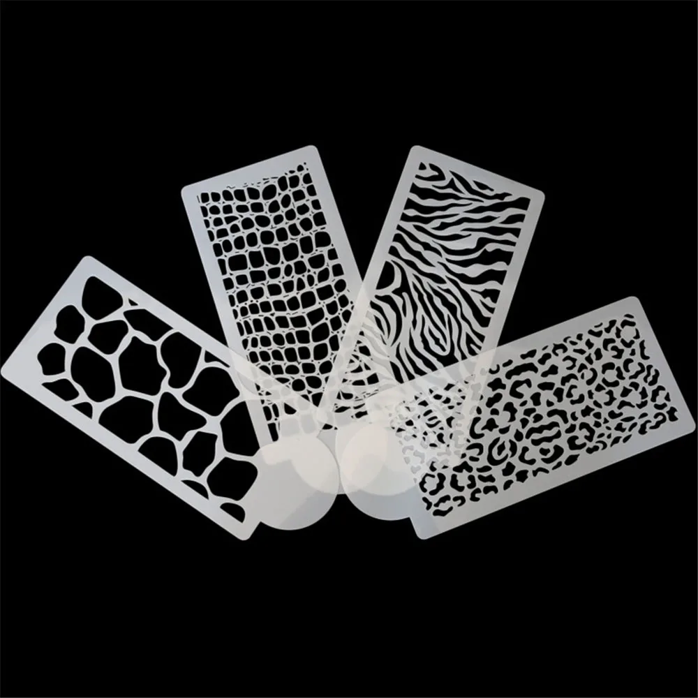 4pcs/Lot Plastic Animal Veins Spray Molds Coffee Cookie Cake Chocolate Printing Stencil DIY Candy Fondant Open Flower Template