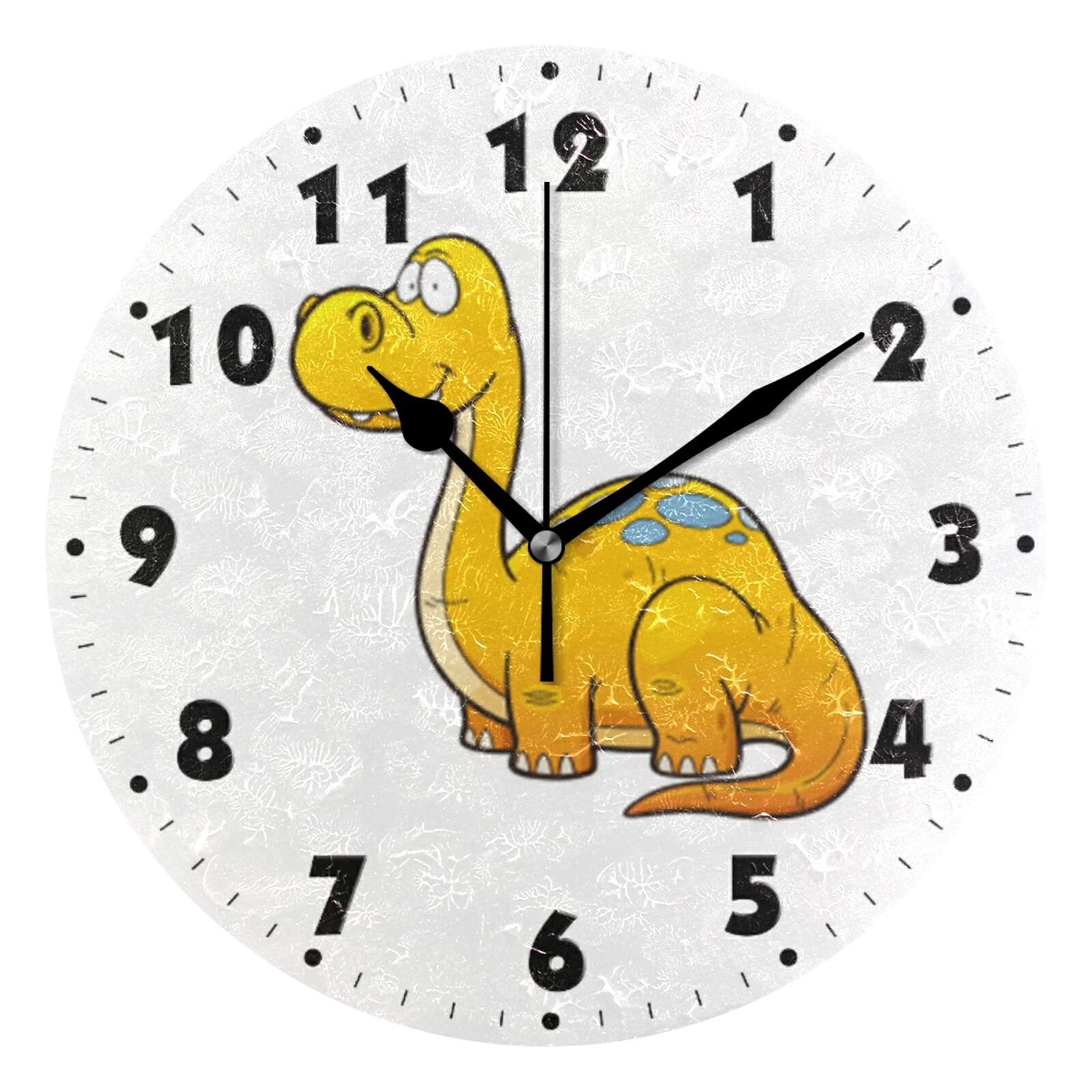 Home Decor Dinosaur Pattern Silent Wall Clock Round Quiet Desk Clock For Living Room Children Bedroom Hanging Watch Dia 25CM