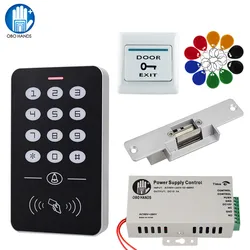 Kit de système de contrôle d'accès de porte RFID, clavier de contrôle d'accès + alimentation + verrouillage magnétique électrique, serrures à loquet + 10 clés