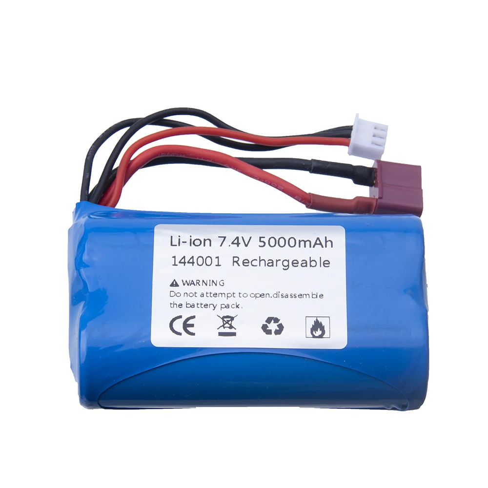 Batteria agli ioni di litio da 7.4V per telecomando parti di automobili giocattolo T/JST/SM/Tamiya spina per wltoys 144001 12428 rc car 7.4V 5000mah batteria 2S