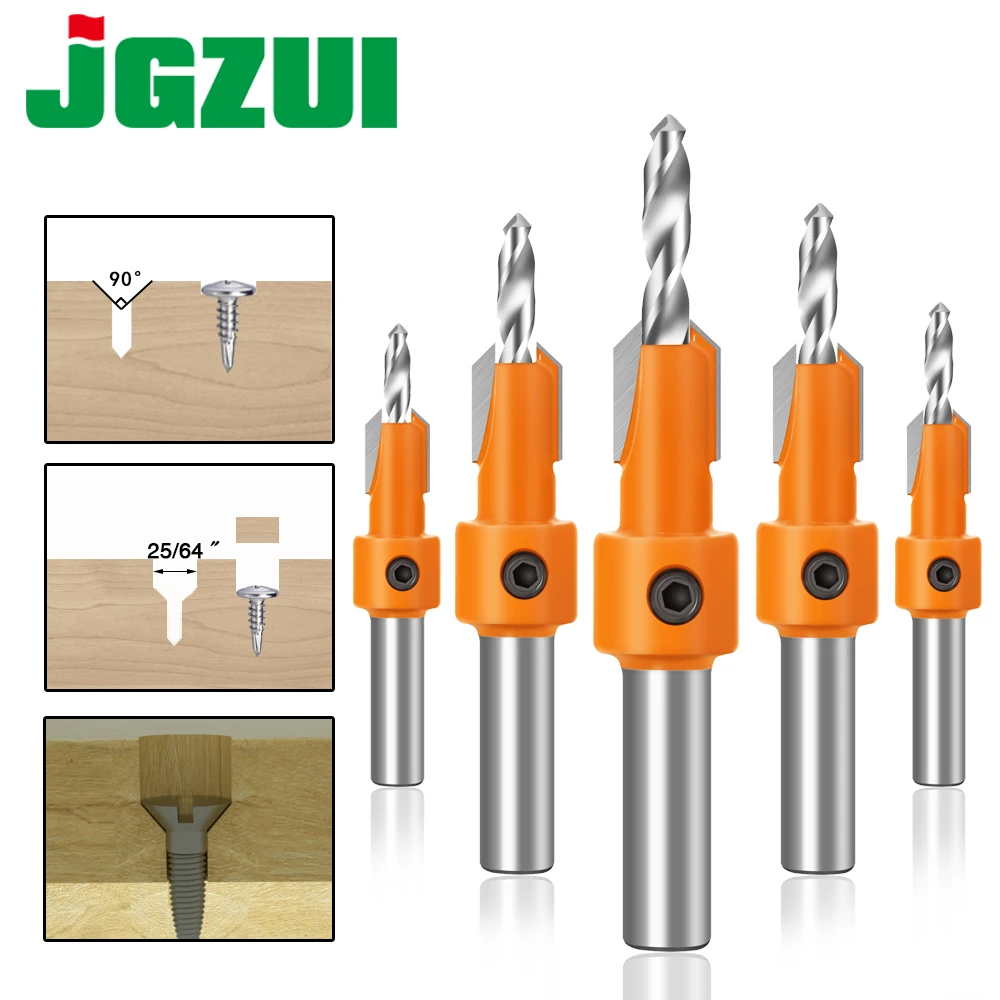 8mm Shank HSS Woodworking Countersink Router Bit Screw Extractor Remon Demolition for Wood Milling Cutter Woodworking Tools