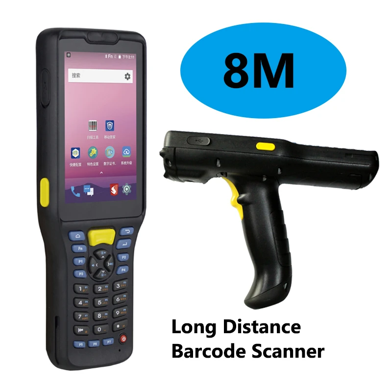 4G Industrial Android PDA 1D 2D QR Barcode scanner 8M Handheld Long Distance Data Collector PDA Mobile Reader Pistol Grip PDAs