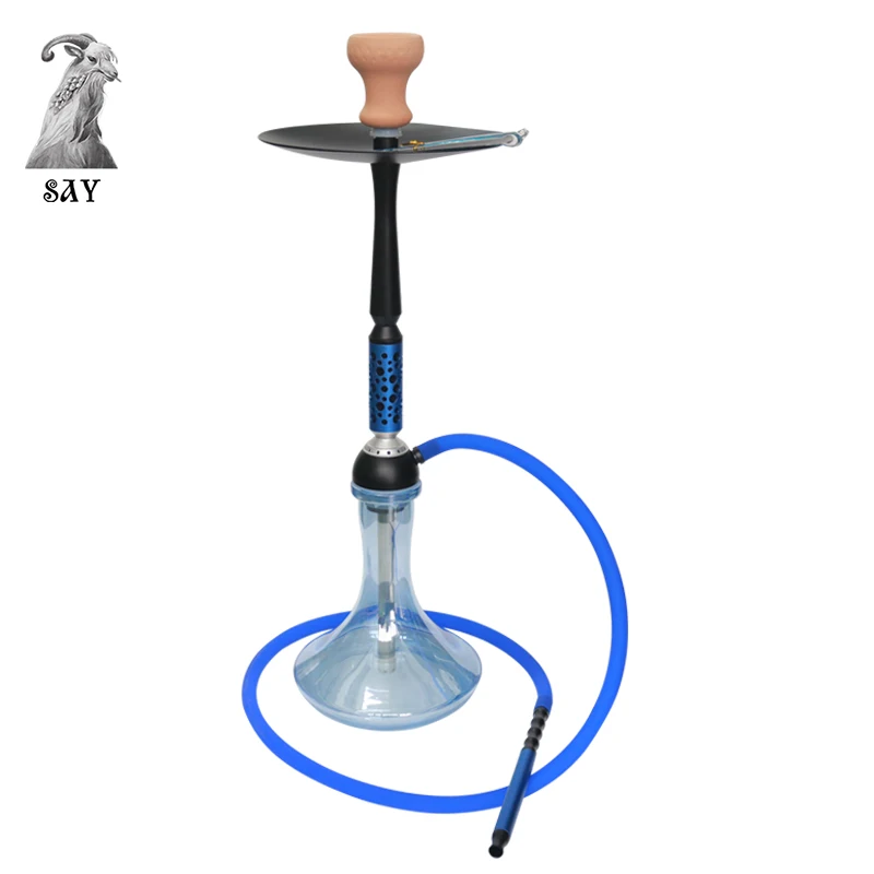 SY 1PC New Middle Size Creative Aluminum Alloy Glass Hookah Metal Handle Smoking Silicone Hose Shisha Hookah Chicha Set