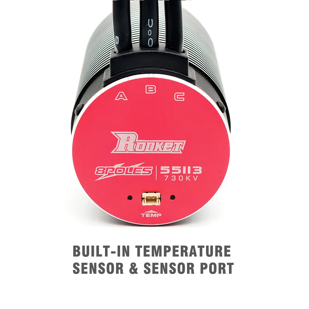 Rocket 890KV 750KV 550KV Brushless Sensorless Motor 55113 w/Temp Sensor Port for 1/5 1/6 1/7 RC Monster Buggy Baja Car