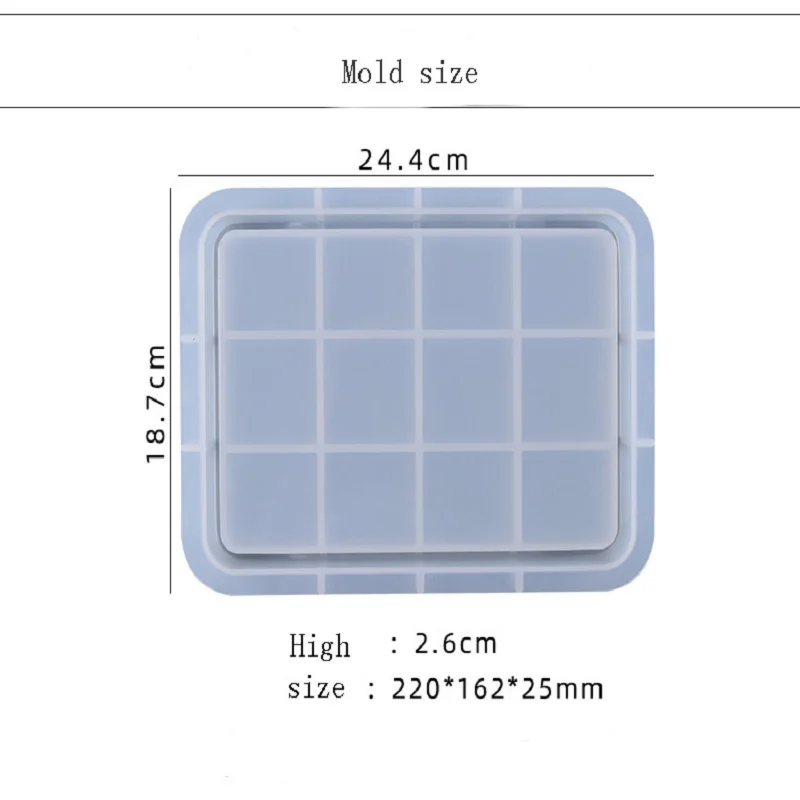 Epoxy resin rectangular silicone molds can be used to make tools for trays tea trays fruit trays cutlery trays and jewelry trays