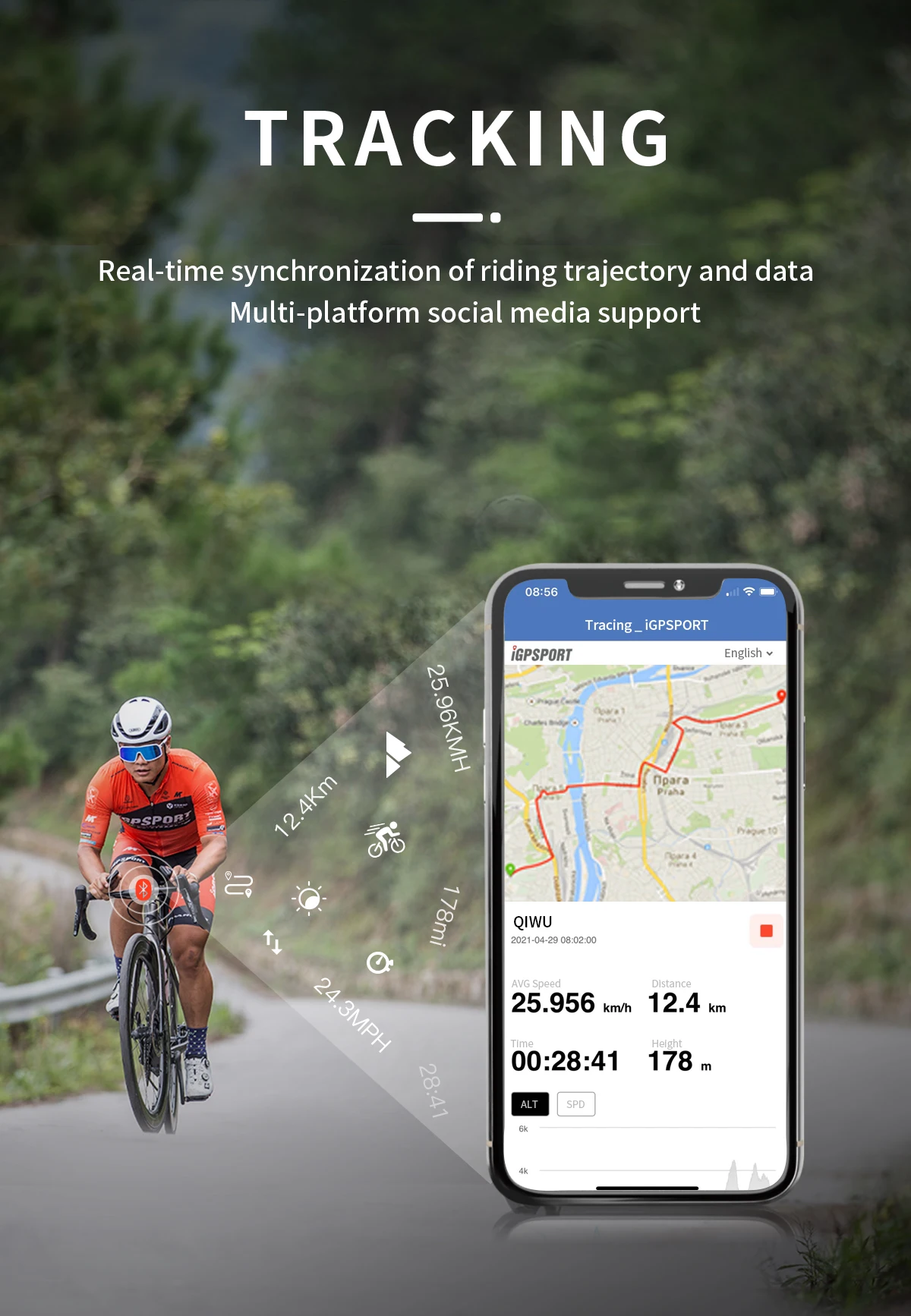 IGPSPORT IGS320 Cycling Computer IPX7 Bluetooth 5.0 ANT+ GPS 72H Battery Life Wireless Speedometer Bicycle Stopwatch Type-C