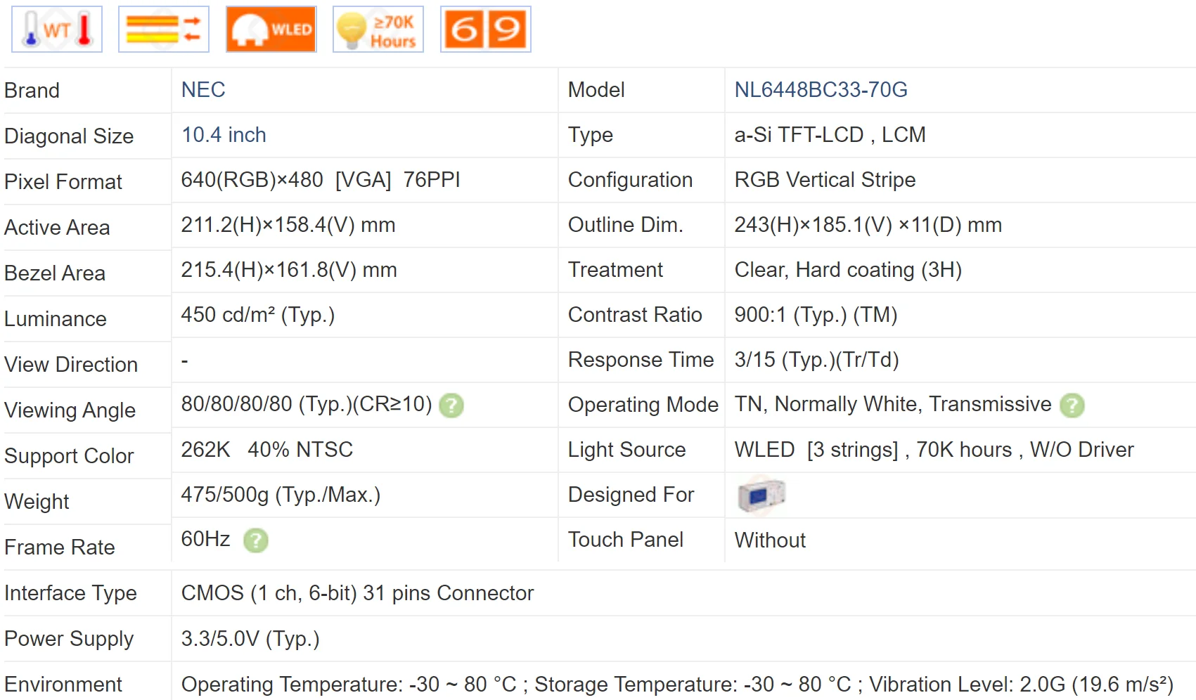 NL6448BC33-70 NL6448BC33-70G لوحة LCD 10.4 بوصة ، جديدة ومبتكرة ، A + في الأوراق المالية ، واختبار قبل الشحن