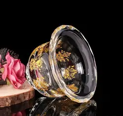 Buddhist Supplies Water Cup Crystal Holy Water Bowl High Feet Auspicious Bowls Goblet Enshrine and Worship Buddha Statue 8cm