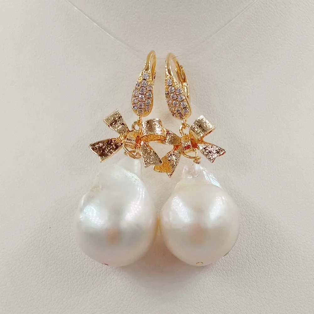 fashion real PEARL EARRING,100% nature freshwater pearl earring ,AAA big baroque  pearl 18-25 mm,gold plating hook