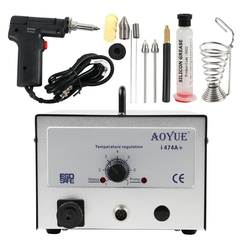 AOYUE Int 474A+ Electric Vacuum Desoldering Pump Solder Sucker Gun LED Display 3 inN 1 110V/220V BGA Suction Rework