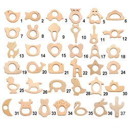 Chengkai 10pcs Wooden Teether Ring DIY Organic Eco-friendly Nature Baby Teething Grasping Sensory Chewing Wood Toy Accessories