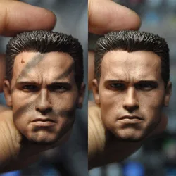 1/6 Arnold T800 Schwarzenegger Head Sculpt Camo Painted Head Carving Model Fit 12 inch Male Soldier Action Figure Body