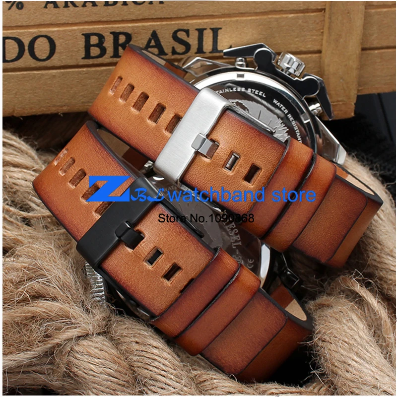 Genuine Leather bracelet for diesel DZ4343 watch strap Brown watchband 22 24 26mm Wrist watch band Retro wristwatches band