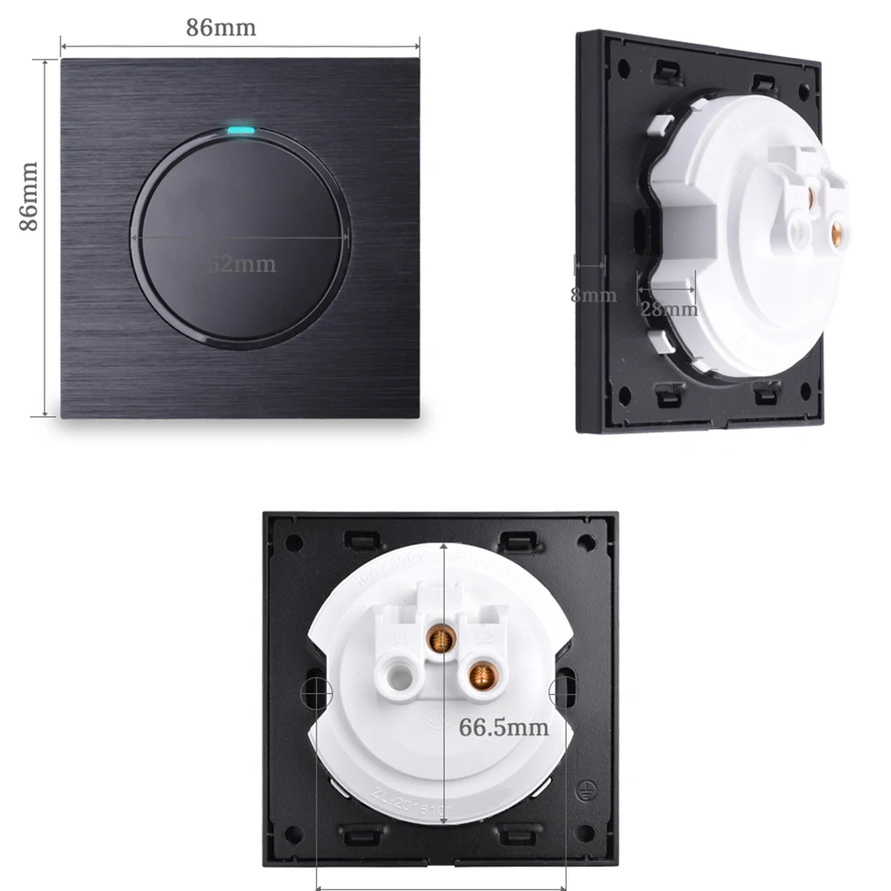 SANDIY 1/2/3 Gang 1/2 Way Luxurious Random Click On / Off Wall Light Switch With LED Indicator Aluminum Metal Panel Controller