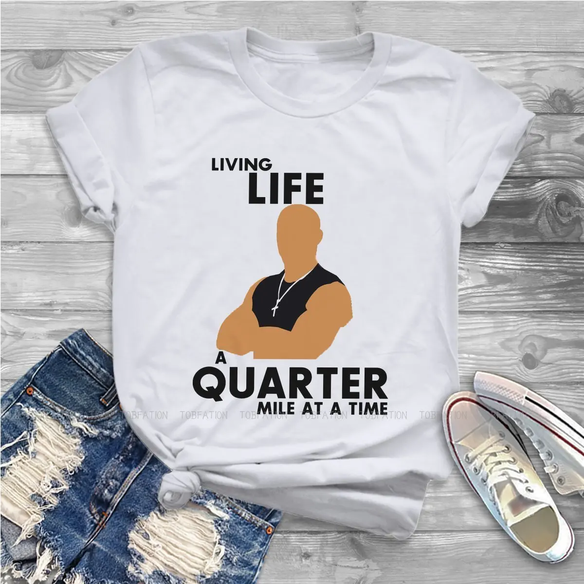 Living Life a Quarter Kawaii Girl Women T-Shirt Fast and Furious Film Blusas Harajuku Casual Short Sleeve Vintage Oversized Tops