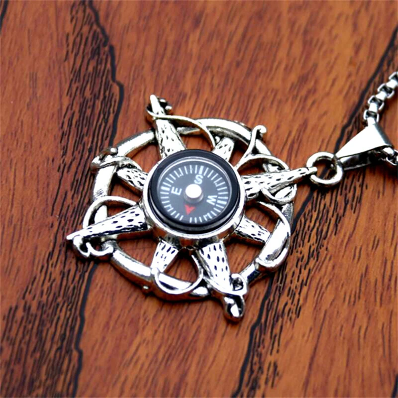 New Trendy Navy Compass Pendant Necklace Men High Quality 60cm Long Chain Women Jewelry Wholesale Friendship Gifts Dropshipping