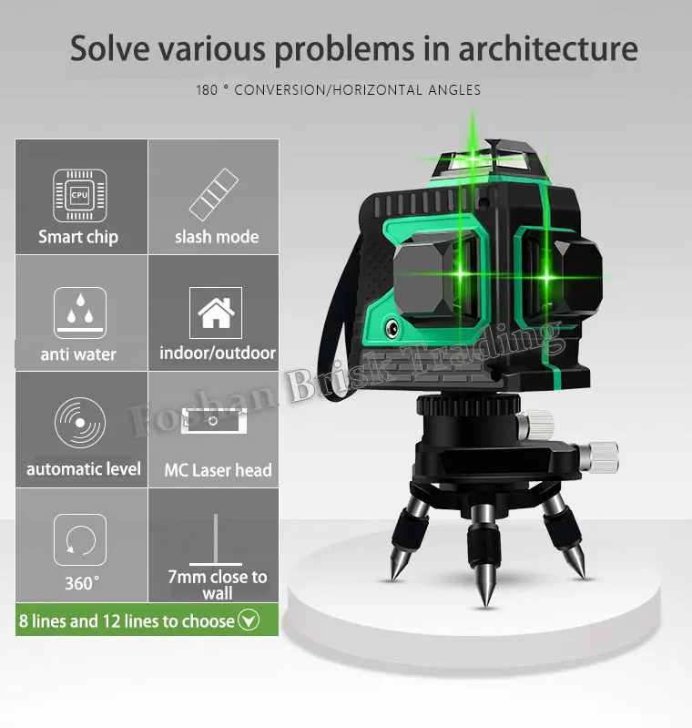 12 linee Green Light Auto linee e punti Laser Level 360 strumenti di costruzione Lazer impermeabile Herramientas Para Construccion